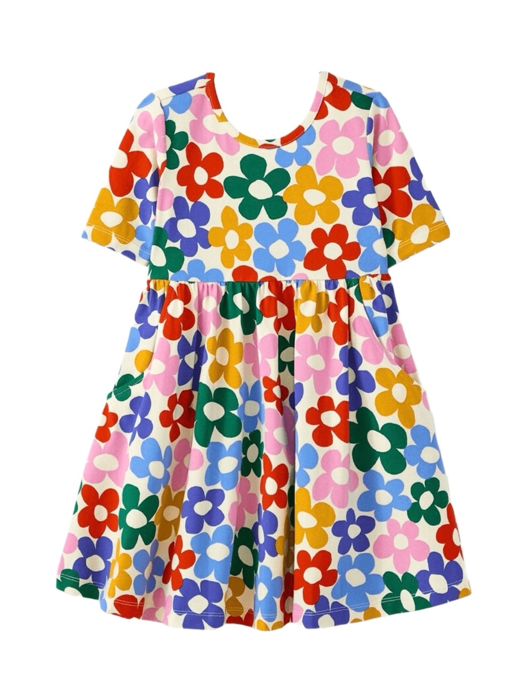 Hanna Andersson Skater Dress With Pockets In Rainbow Daisy